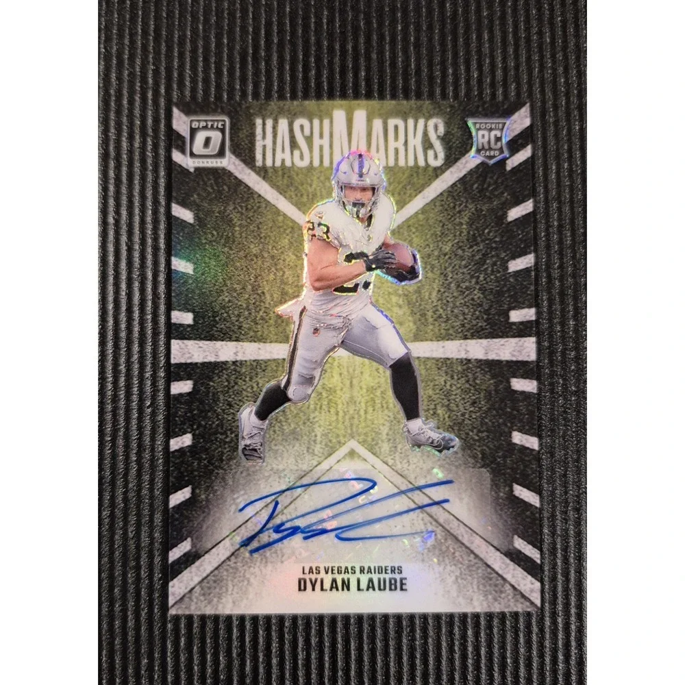 2024 Panini Donruss Optic Dylan Laube #HM-DLE Hash Marks (AU) (RC) Raiders
